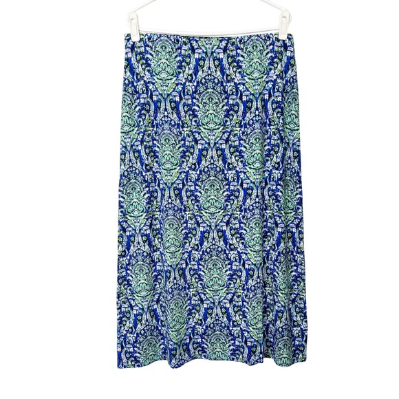 J.Jill Dresses & Skirts - NEW J Jill Maxi Skirt Women's Size Medium Pull On Blue Paisley Tropical Vacation